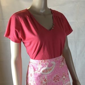 Lucky Brand Signature Wash V-Neck Shirttail Tee S